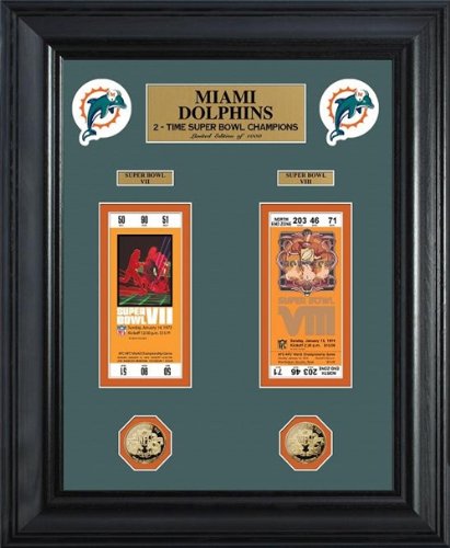 Miami Dolphins Super Bowl Ticket and Game Coin Collection Framed