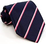 Paul Smith Navy and Pink Striped Grosgrain Silk Necktie PS-TIES-14