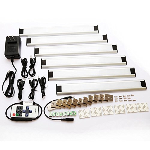 LEDMO Dimmable Under Cabinet Lighting, Led kitchen light,12V Warm White, 6 Panel Kit, Remote Control, Total of 24W, LED Light Bar, Ultra Thin Closet Light