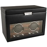 Wolf Designs Module 2.7 Roadster Double Watch Winder with Cover and Storage, Black