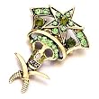 May Birthstone Skull King Cross Knives Brooch