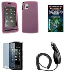 Cell Phone Accessories Bundle for AT&T LG VU CU920, CU915 (Includes; Pink Silicone Rubber Soft Case, Rapid Car Charger, Custom Full Screen Protector, Generation X Antenna Booster)