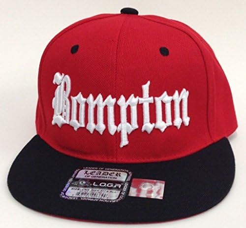Flat Bill Bompton Snapback Hat Baseball Cap Hip-Hop RED/BLACK