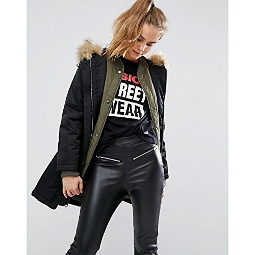 エイソス アウター パーカ＆スウェット ASOS 3 in 1 Parka with Rib Collar Black [並行輸入品]