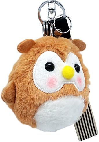 Cartoon Owl Plush Keychain Plush Stuffed Animal Clip Key Ring-Color3