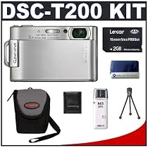 Sony CyberShot DSC-T200 (Silver) 8.1 Megapixel Digital Camera with 5x Optical Zoom + Lexar Media 2GB 40x Platinum II Series Memory Stick (MS) PRO Duo Card + High Speed USB 2.0 Memory Stick (MS) Card Reader + Digital Camera Case