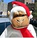 GIANT 40" TALL STUFFED CHRISTMAS CHIMP CHIMPANZEE MONKEY - MORE THAN 3-FEET TALL BIG STUFFED WHITE MONKEY GORILLA WEARING RED SANTA HAT - HILARIOUS - AMERICAN MADE IN THE USA AMERICA