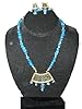 Gold Plated Pendant Turquoise Blue Beads Jewelry Thewa Necklace Set