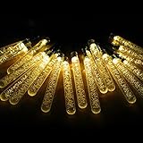 MYJP ソーラーストリングライト 氷柱なデザイン 全長6M 30LED イルミネーションライト 防水 屋外 お庭やクリスマス飾りなど用(ウォームホワイト)