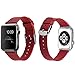 Apple Watch Band, J&D 38mm Genuine Leather Strap Wrist Band Replacement w/ Metal Clasp Adapter for Apple Watch All Models 38mm (Normal Size - Leather Red)