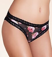 Low Rise Floral Print Mesh & Lace Brazilian Knickers