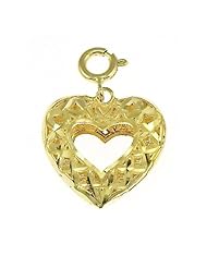 Dazzlers Solid 14k Gold 3D Heart Charm Pendant Available in three colors from jewelsberry (weights: 2.2 grams only)