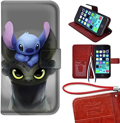 Customized PU Leather High Quality Cute Stitch And Toothless iPod Touch 5 Wallet Case