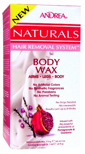 Best Price Andrea Naturals Hair Removal System Body Wax for Arms, Legs and Body - Pomegranate & Cranberry, 4-Ounce