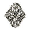 Sterling Silver Large Filigree Marcasite Ring