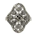 Sterling Silver Large Filigree Marcasite Ring