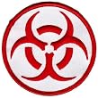 Biohazard Symbol Embroidered Patch Iron-On Danger Symbol Red-on-White Logo
