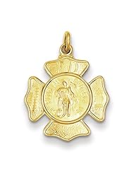 Sterling Silver 24k Gold Plated FiremanS Badge Saint Michael Medal