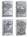 Zippo Lighter Set - Harley Davidson Eagle and Globe, Made in the USA, Iron Eagle and American Legend Pewter Emblem Logo, Pack of Four