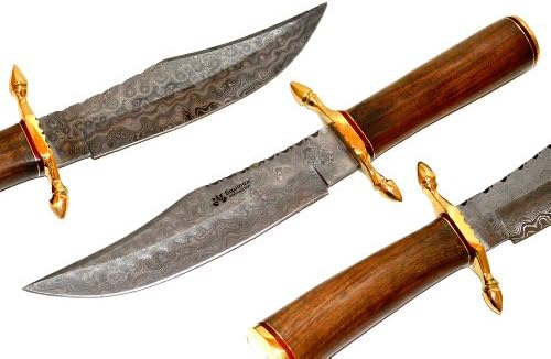 Custom Handmade Damascus Hunting Knife - Equinox International Collection - Super Sharp Japanese Damascus Steel Crafted 8 Layers Blade - 12" Overall Length - Luxurious Pakkawood with Gold Bolster - Must Have for any Avid Hunter/Survivalist - FREE Special Leather Sheath for LIMITED TIME ONLY! - 100% Satisfaction Guaranteed or Money Back!