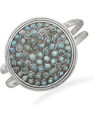 Large Oxidized Round Turquoise Cuff Bracelet