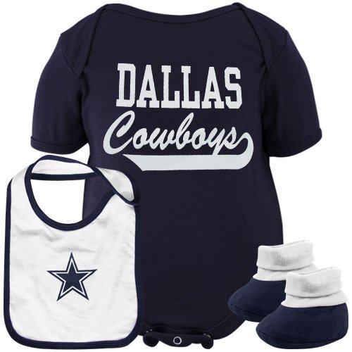 Reebok Dallas Cowboys Newborn Bodysuit, Bib and Bootie Set 6-9 Months