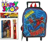 Spiderman 11 Inch Mini Rolling Back Pack with Spiderman 4 PC Stationery Set