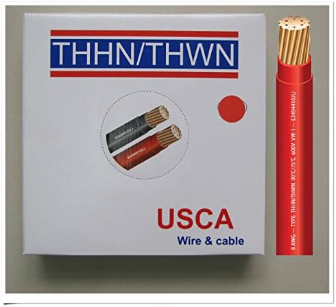 USCA Stranded THHN/THWN 8 AWG Building Wire, 100 FT, Red,600 Volt, 90C