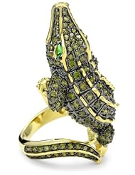 CZ by Kenneth Jay Lane "At The Zoo" Rhodium-Plated Crocodile Ring