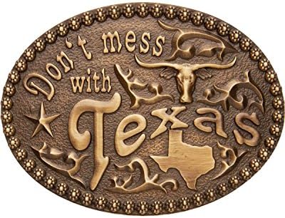 And West Men's Andwest Don't Mess With Texas Belt Buckle Brass One Size