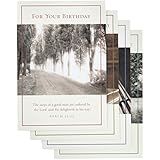 DaySpring Birthday Greeting Card with Embossed White Envelopes, 12 Count, Pressing On (37340)
