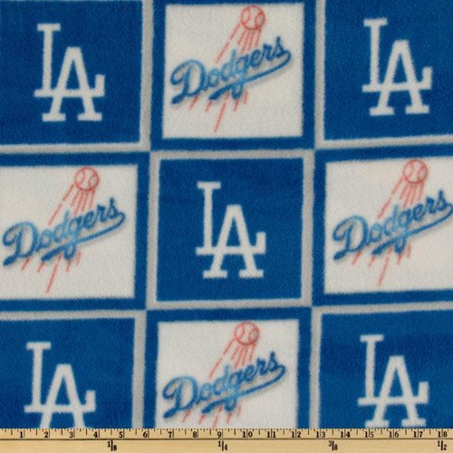 60'' Wide MLB Fleece Los Angeles Dodgers Blue/White Fabric By The Yard