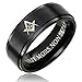 Cavalier Jewelers 8MM Men's Black Titanium Masonic Ring Engraved Virtus JUNXIT MORS Non SEPARABIT