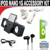 Buy 8 pc. Accessory kit for iPod Nano 1g. Includes Black portable stereo speaker w cable 3-in-1... 