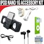 8 pc. Accessory kit for iPod Nano 1g. Includes Black portable stereo speaker w/cable 3-in-1 iPod charging kit (1000mAH) Black Mini soft Earbuds Reusable Pre-Cut Screen Protector and a DBROTH Microfiber Cleaning Cloth
