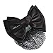 Woman Black Polyester Bowknot Accent Barrette Snood Net Hair Clip