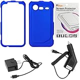 GTMax Dark Blue Rubber Hard Snap On Plastic Protector Cover Case + Clear LC ....
