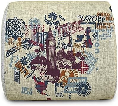 Ilyzone Memory Foam Retro Cotton Linen Fabric Pillow With Prosperous City Lower Back Cushion Support Car Seats, Office Seats,Sofa 