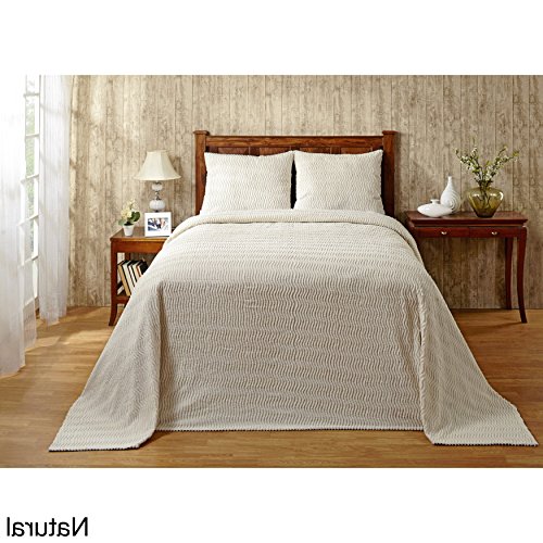 102 x 110 Oversized Natural Beige Chenille Bedspread Queen Drapes Floor