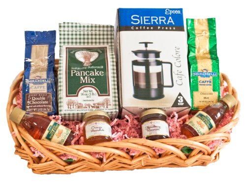 Ghirardelli Coffee Lovers Breakfast in Bed French Press Gourmet Gift Basket