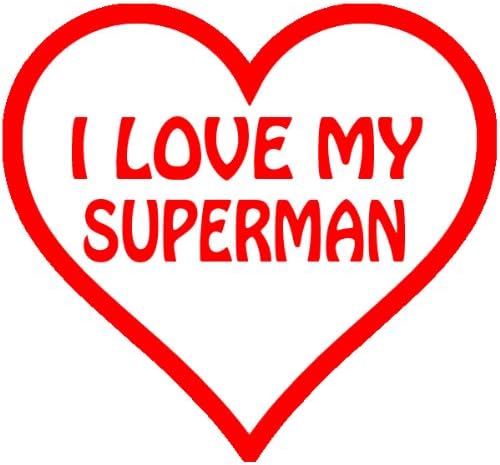 I Heart My Superman, In A Heart , Vinyl Car Decal, 'Orange', '10-by-10 inches'