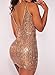 HUUSA Womens Sexy Rose Gold Sequin Ruched Party Club Mini DressGold Large