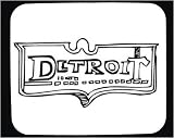 Mouse Pad with black and white, Michigan, Detroit, sign, banner, advertisement