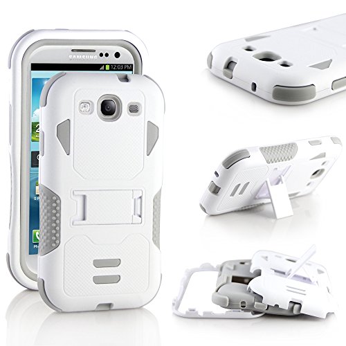 Galaxy S3 Case,RANZ (Grey/ White) Rugged Impact Armor Hybrid Heavy Duty with Kickstand Cover For Samsung Galaxy S3 (i9300)