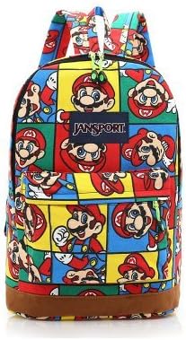 Simpsons Cartoon School Bag Super Mario Canvas Backpack (06)