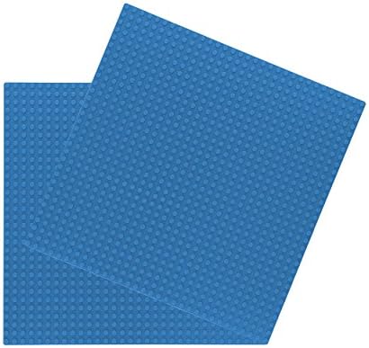 Brick Building Base Plates By In Demand Toys - Large 10"x10" Baseplates (2 Pack BLUE) - Tight Fit with Lego-Compatible