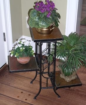 4D Concepts 3-Tier Plant Stand with Slate Top Metal/ Slate