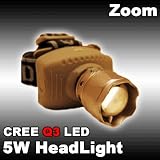 【5Ｗ】　ズーム式LEDヘッドライト　【米国CREE社製LED搭載】