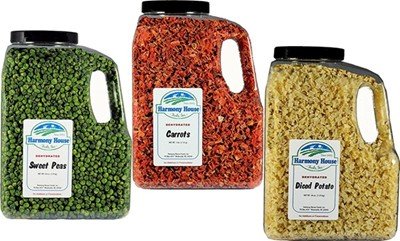 Harmony House Foods Dried Vegetable Family Pack, 16 Count, Gallon Size Jugs for Cooking, Camping, Emergency Supply, and More