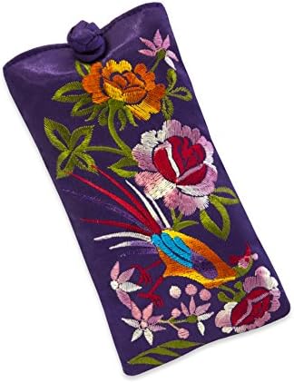 Embroidered Floral Eyeglass Pouch (Purple)